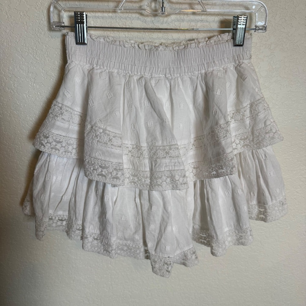 Boho Coquette American Eagle Ruffle Layered Lace Shorts Small White